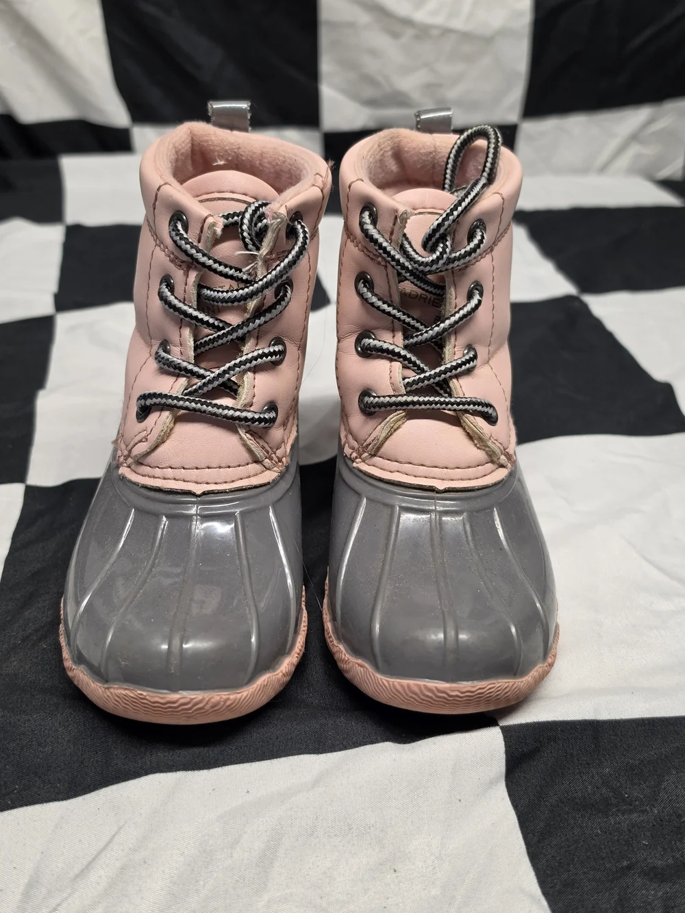 Adrienne Vittadini Pink and Gray Kids Waterproof Boots